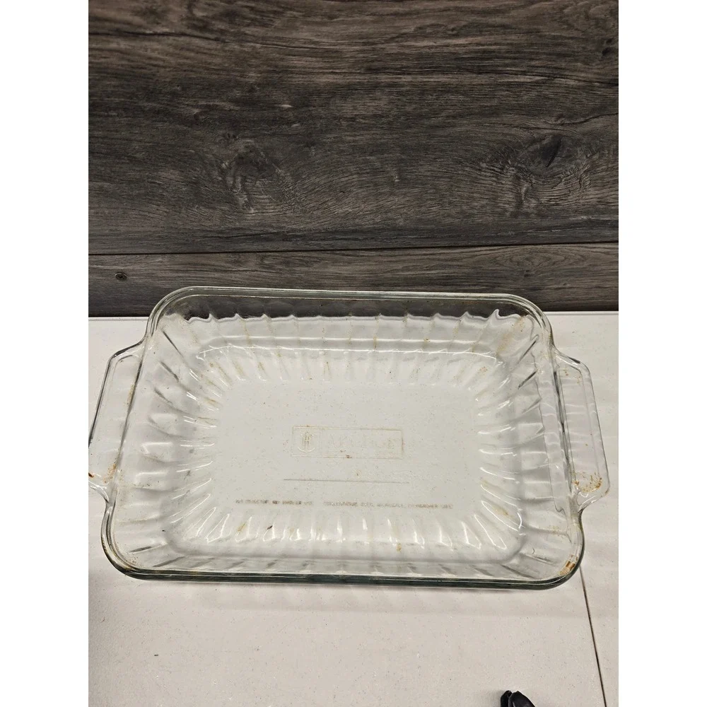 Anchor Hocking 2 Qt Clear Glass Baking Dish 8x11 Fluted Casserole Pan USA Made